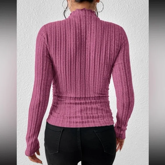 Mock neck ripped long sleeve tee - Picture 2 of 4